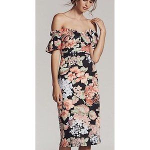 NWT Alice McCall Floral Off-Shoulder Midi Dress - Black and Pink